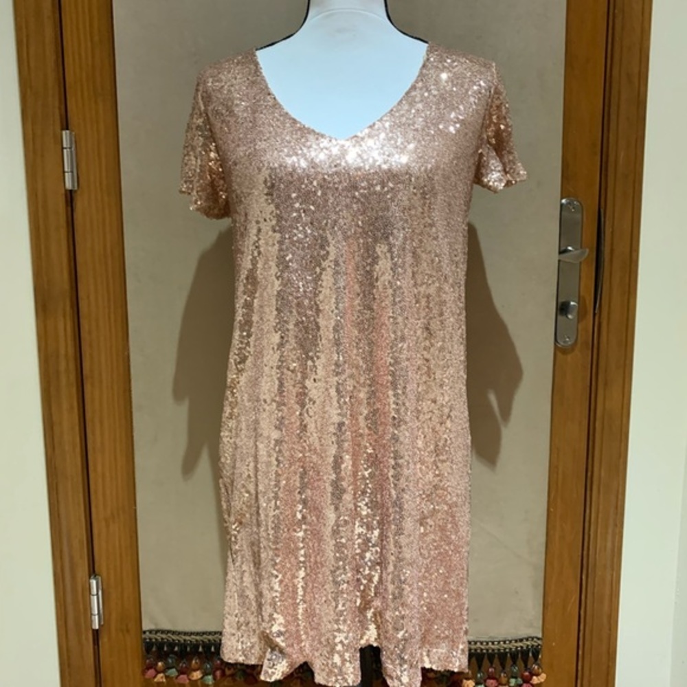 Lulus Sequined Pink Champagne Dress - Size Small